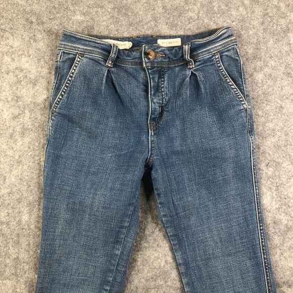 Pilcro and the Letterpress 25 Petite l Straight Denim Jeans Raw Hem Classic Wash - Picture 2 of 12
